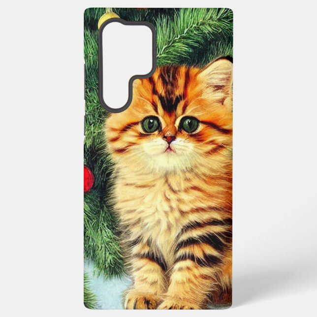 Vintage Christmas Cat Samsung Galaxy Case (Back)