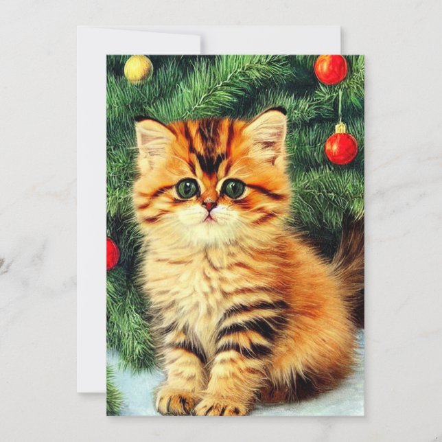 Vintage Christmas Cat Save The Date (Front)