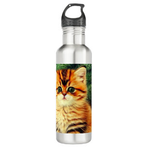 Vintage Christmas Cat Stainless Steel Water Bottle