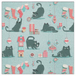 Vintage Christmas cats Fabric