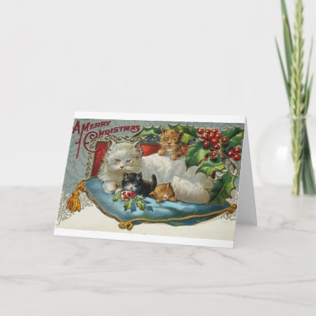 Vintage Christmas Cats Greeting Card