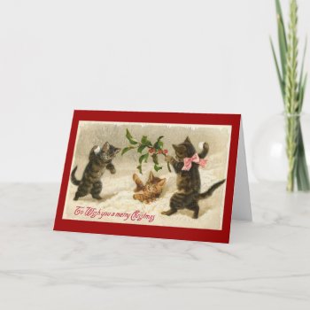 Vintage Christmas Cats Holiday Card by vintagecreations at Zazzle