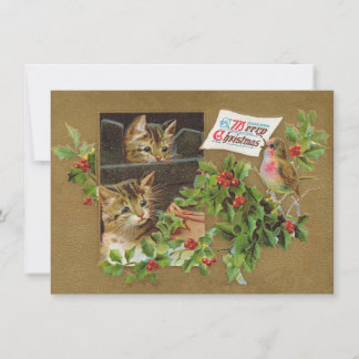 Vintage Christmas Cats Holiday Card