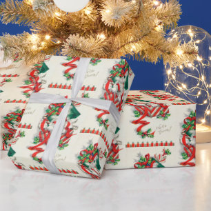 Vintage Christmas cats Holiday party wrap Wrapping Paper
