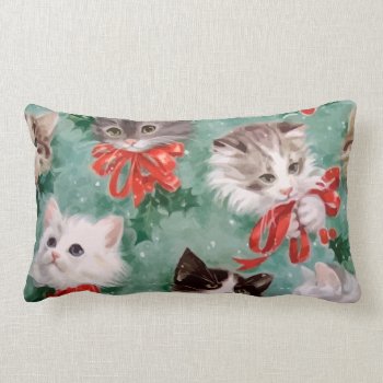 Vintage Christmas Cats Lumbar Pillow by jardinsecret at Zazzle