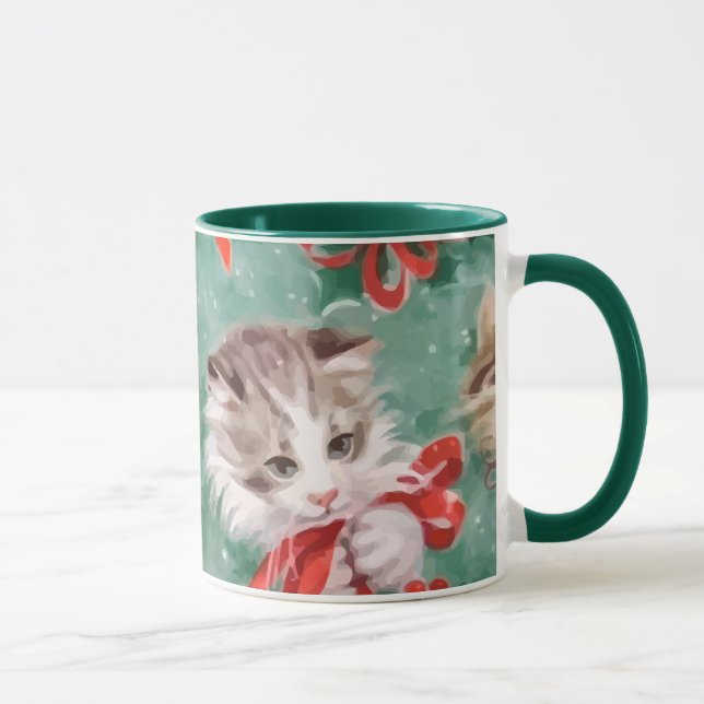 Vintage Christmas Cats Mug (Right)