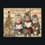 Vintage Christmas Cats Singing by the Tree  Holiday Postcard<br><div class="desc">Vintage Christmas illustration</div>