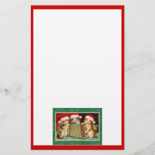 Vintage Christmas Cats Stationery