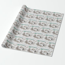 Vintage Christmas Cats Wrapping Paper