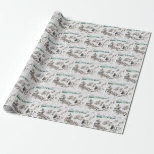 Vintage Christmas Cats Wrapping Paper