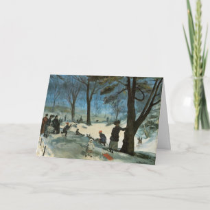 Vintage Christmas, Central Park in Winter Glackens Holiday Card