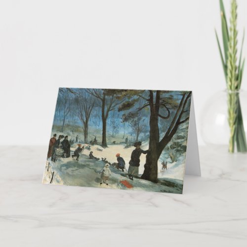 Vintage Christmas Central Park in Winter Glackens Holiday Card
