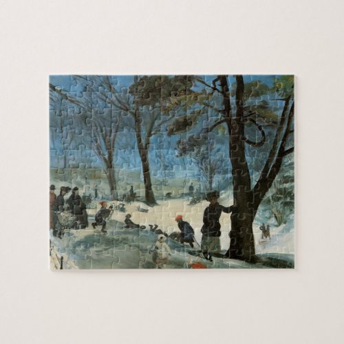 Vintage Christmas Central Park in Winter Glackens Jigsaw Puzzle