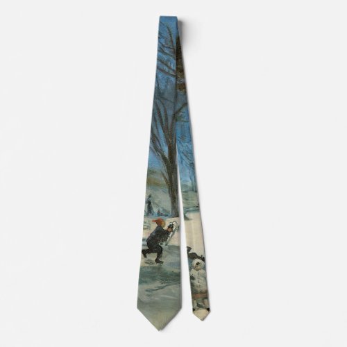 Vintage Christmas Central Park in Winter Glackens Neck Tie