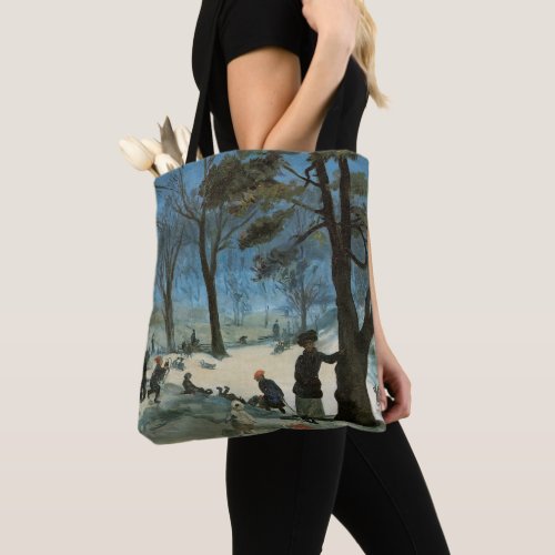 Vintage Christmas Central Park in Winter Glackens Tote Bag