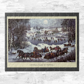 Vintage Christmas  Central Park In Winter Jigsaw Puzzle by ChristmasCafe at Zazzle