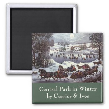 Vintage Christmas  Central Park In Winter Magnet by ChristmasCafe at Zazzle