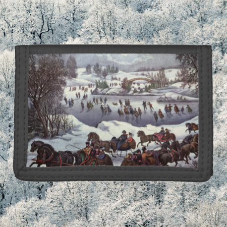 Vintage Christmas, Central Park In Winter Tri-fold Wallet