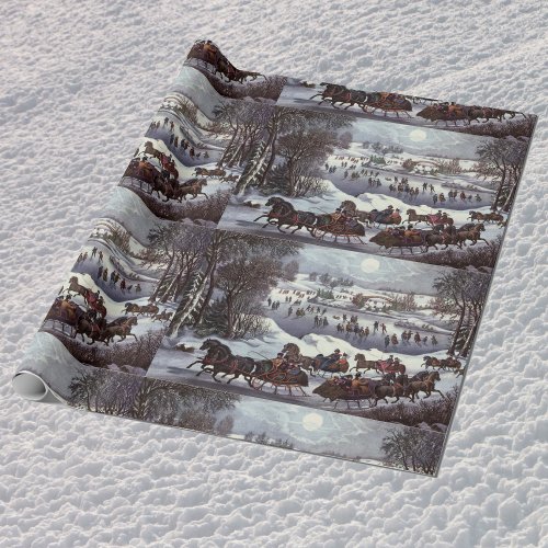 Vintage Christmas Central Park in Winter Wrapping Paper