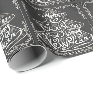 VINTAGE CHRISTMAS CHALKBOARD TREE GIFT WRAPPING WRAPPING PAPER