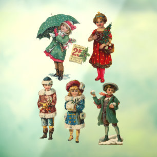 Vintage Christmas Characters Assorted Window Cling
