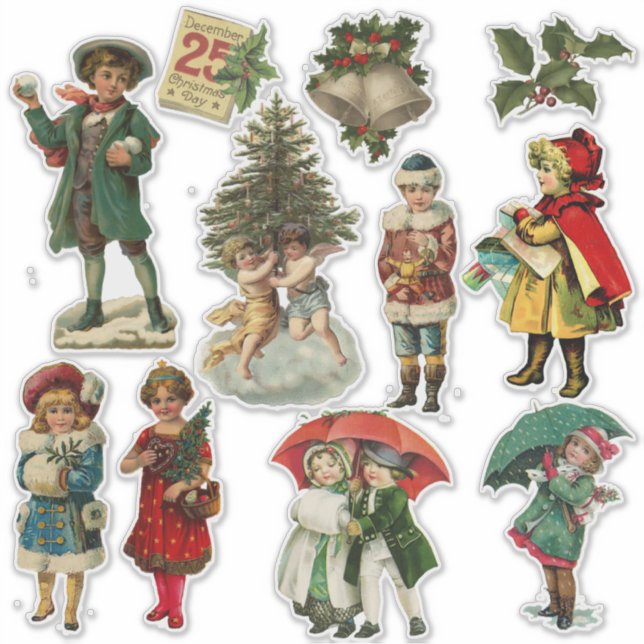 Vintage Christmas Characters Sticker (Front)