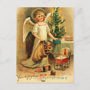 Vintage Christmas Cherub Postcard