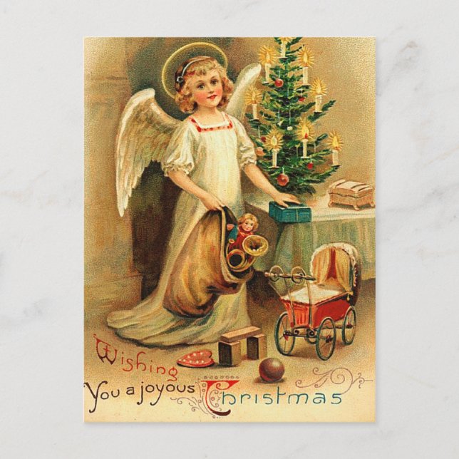 Vintage Christmas Cherub Postcard (Front)
