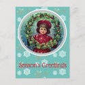 Vintage Christmas  Child - Holly Wreath