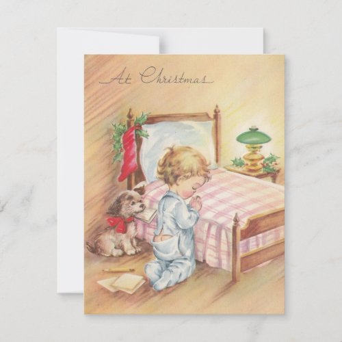 Vintage Christmas Child Praying Holiday Card