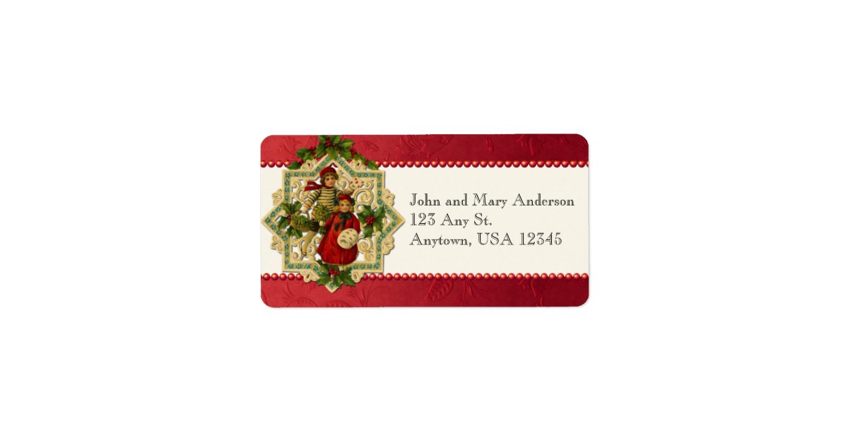 Vintage Christmas Children Address Labels | Zazzle.com