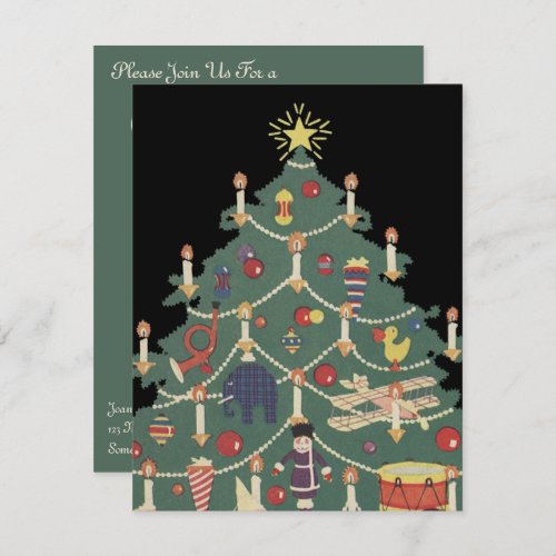 Vintage Christmas Children Around a Decorated Tree Invitation