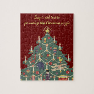 Vintage Christmas Children Around a Decorated Tree Jigsaw Puzzle