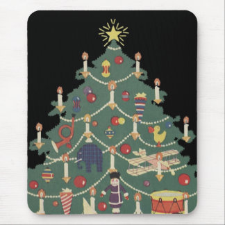 Vintage Christmas Children Around a Decorated Tree Mouse Pad