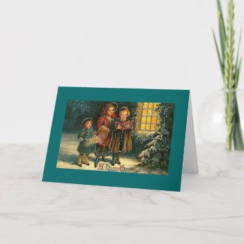 Vintage Christmas Children Carol Singers Holiday Card by vintagecreations at Zazzle