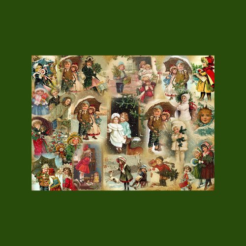 Vintage Christmas Children Decoupage Tissue Paper