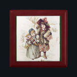 Vintage Christmas Children Gift Box<br><div class="desc">A lovely gift box featuring two adorable vintage girls carrying Christmas gifts in the snow. Box will hold jewelry and other small keepsakes.</div>