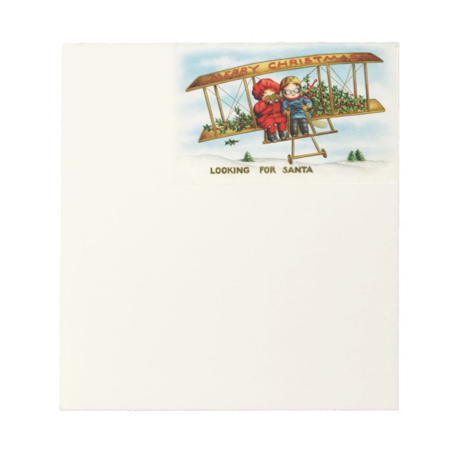 Vintage Christmas Children Looking For Santa Notepad (Front)