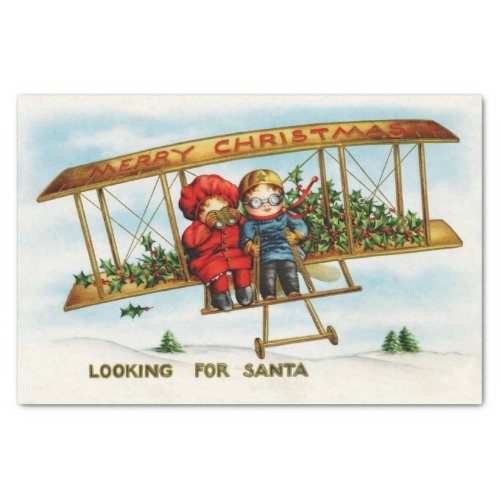 Vintage Christmas Children Looking for Santa Tissue Paper