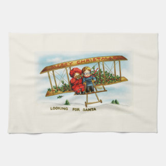 Vintage Christmas Children Looking For Santa Towel