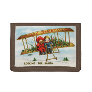 Vintage Christmas Children Looking For Santa Trifold Wallet