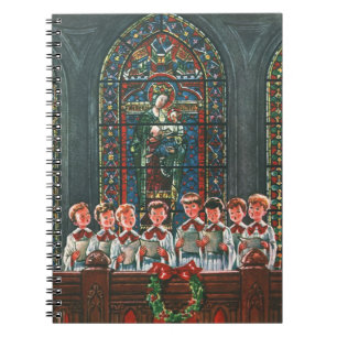 Vintage Christmas Children Singing Choir in Church Notebook