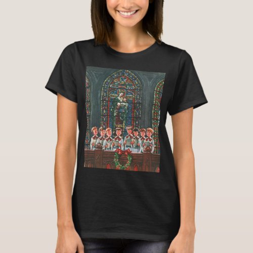 Vintage Christmas Children Singing Choir in Church T_Shirt