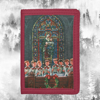 Vintage Christmas Children Singing Choir In Church Tri-fold Wallet by ChristmasCafe at Zazzle