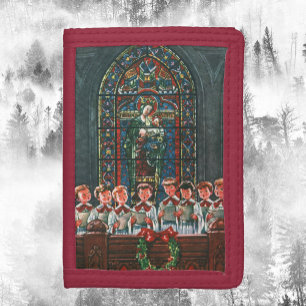 Vintage Christmas Children Singing Choir in Church Trifold Wallet
