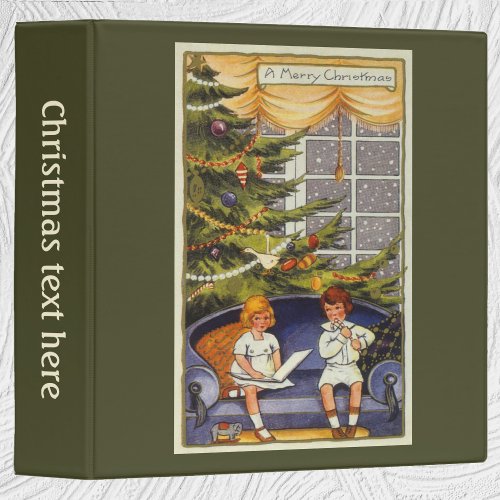 Vintage Christmas Children Sitting on a Couch Binder