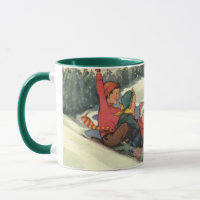 Merry Vintage Sled Children Christmas Coffee Mug