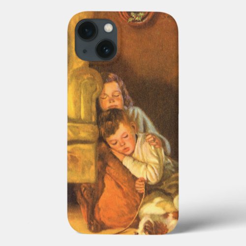 Vintage Christmas Children Waiting for Santa Claus iPhone 13 Case