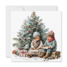 Vintage Christmas Children Watercolor