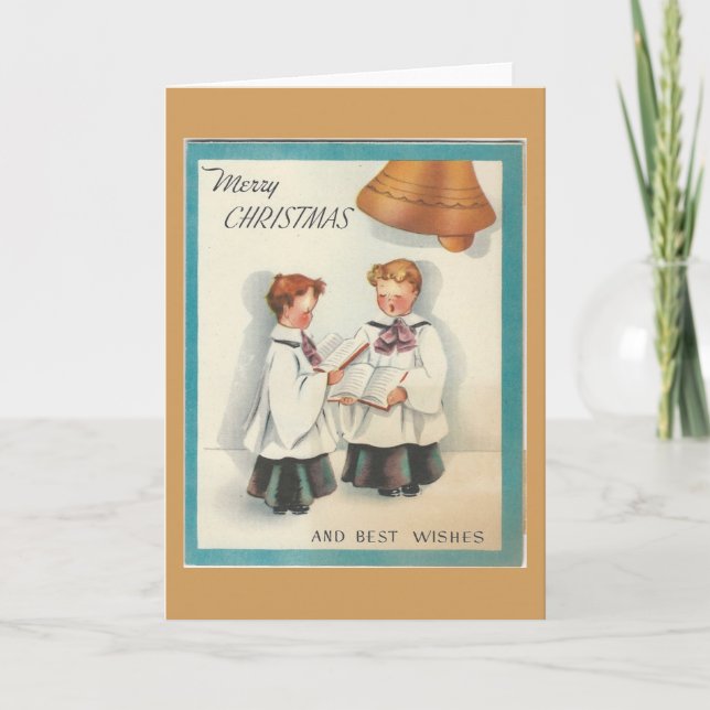 Vintage Christmas Choir Boys Holiday Card (Front)